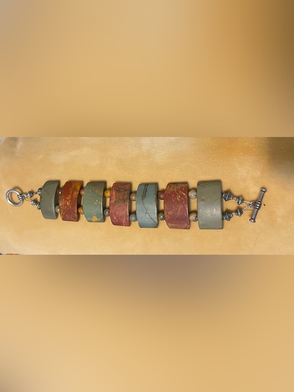 Earth tone green and brown stone bracelet
